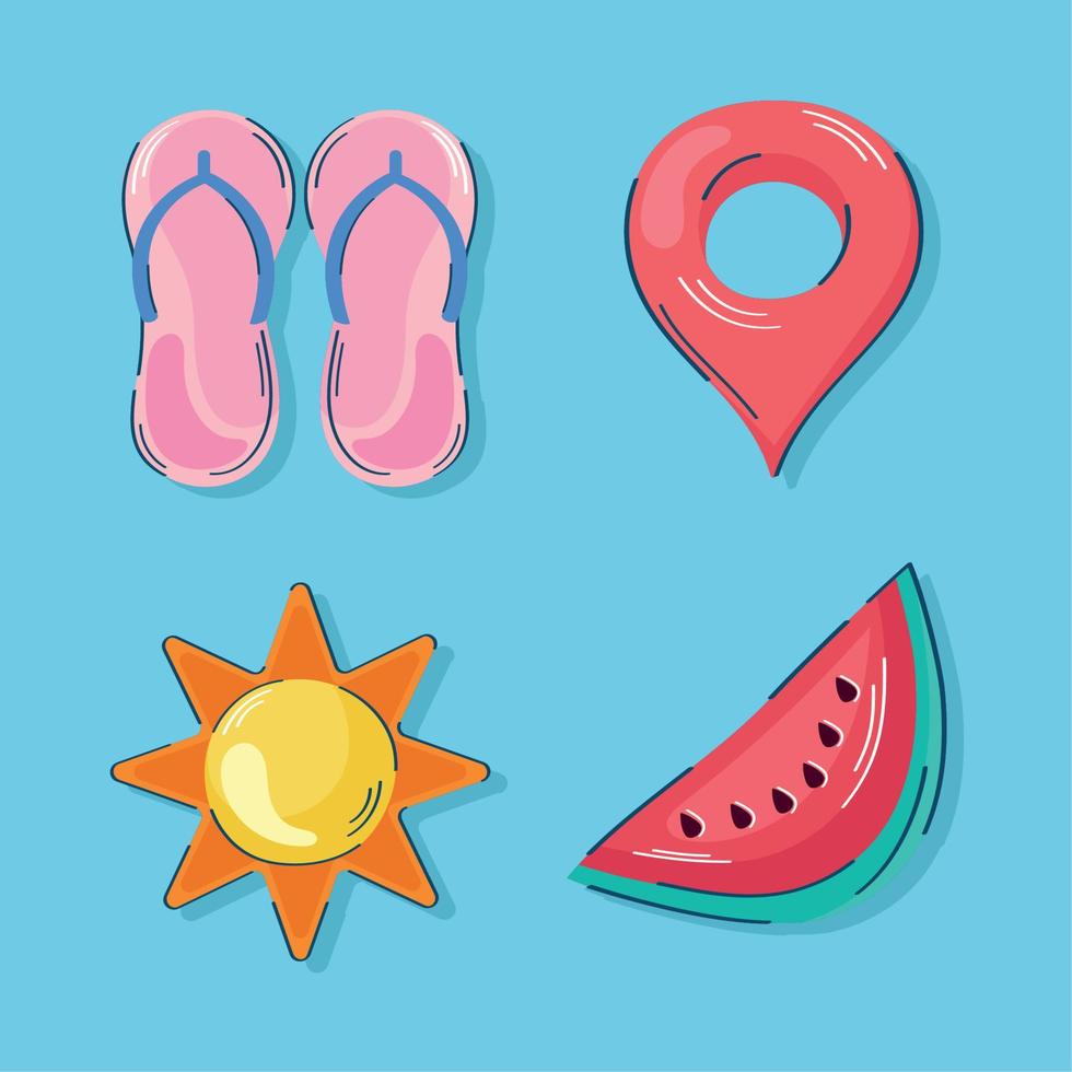 travel vacations four icons vector