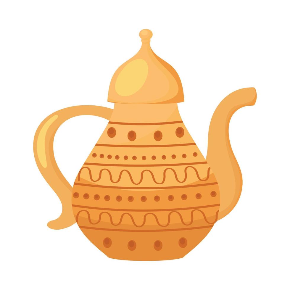 golden teapot utensil vector