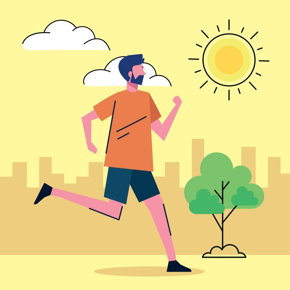 man running in the park vector