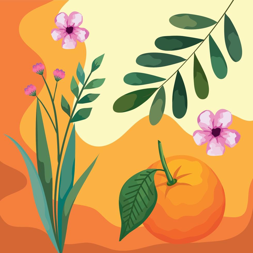 flores y naranja vector