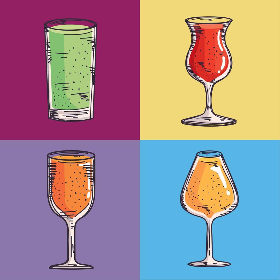 cups and glass drinks vector