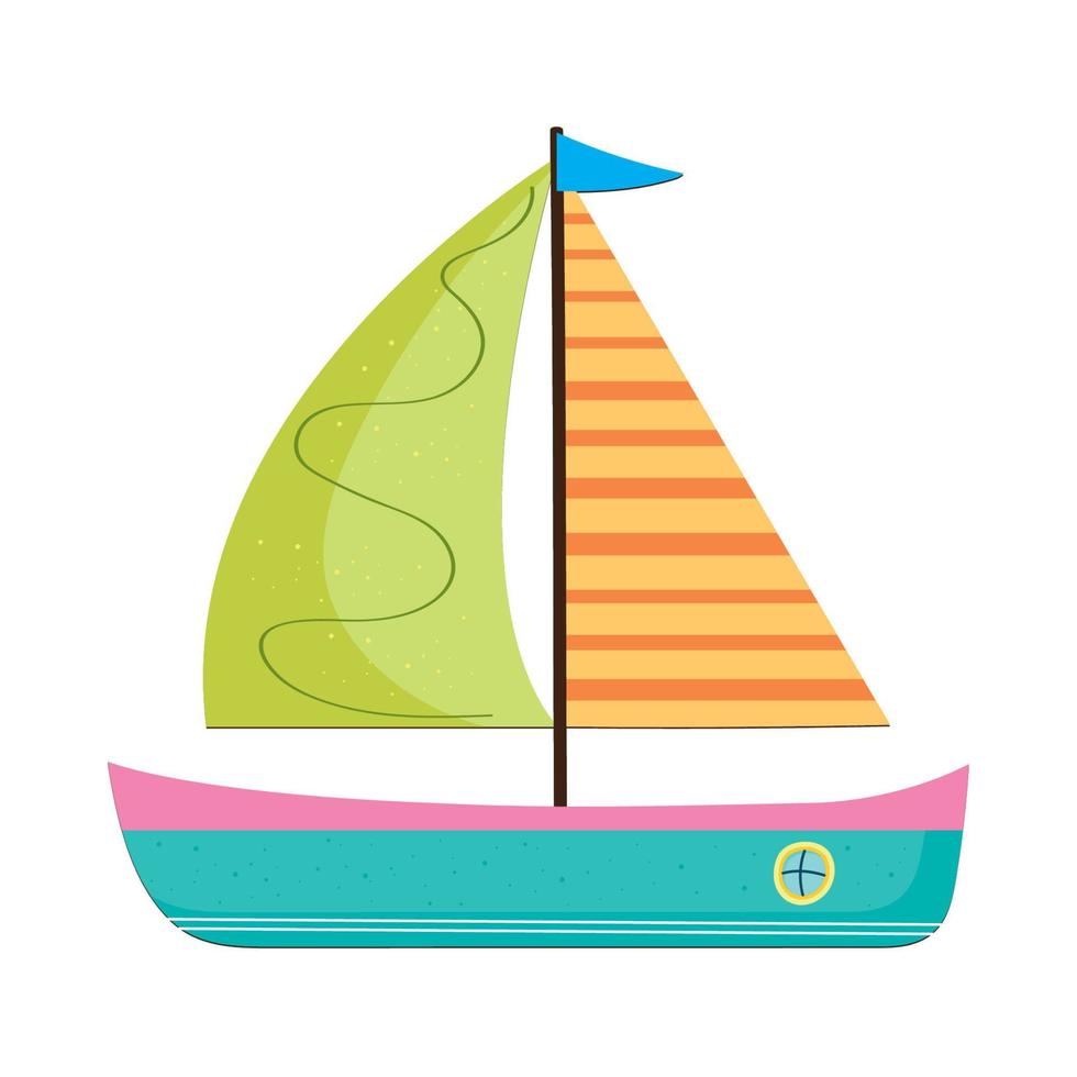 cute green sailboat vector