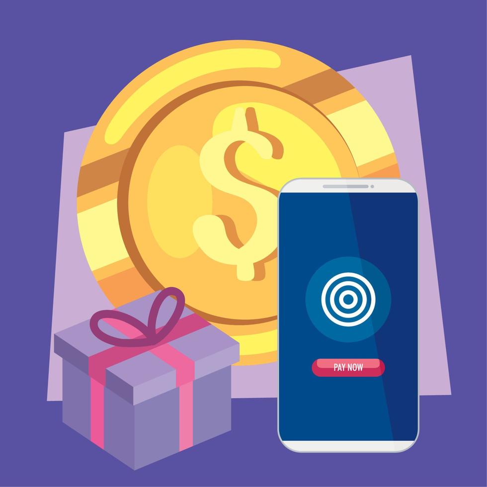 smartphone with gift vector