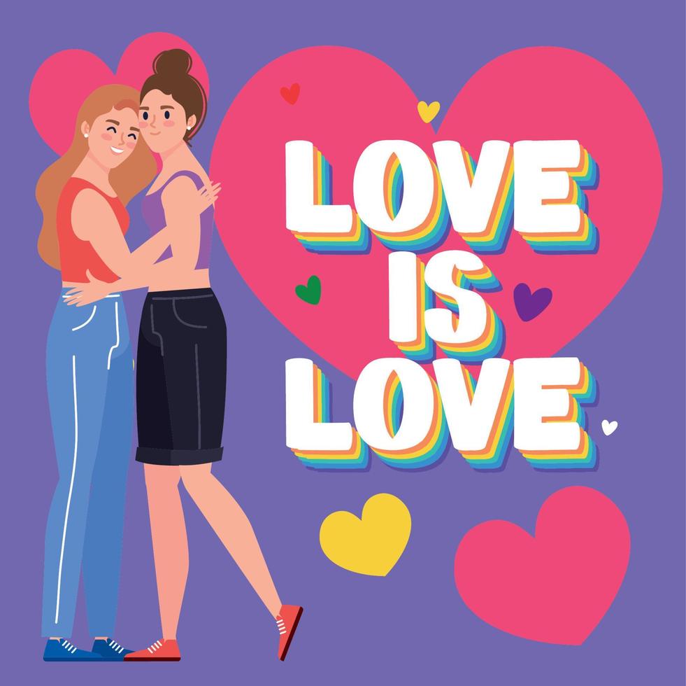 el amor es letras de amor con lesbianas vector