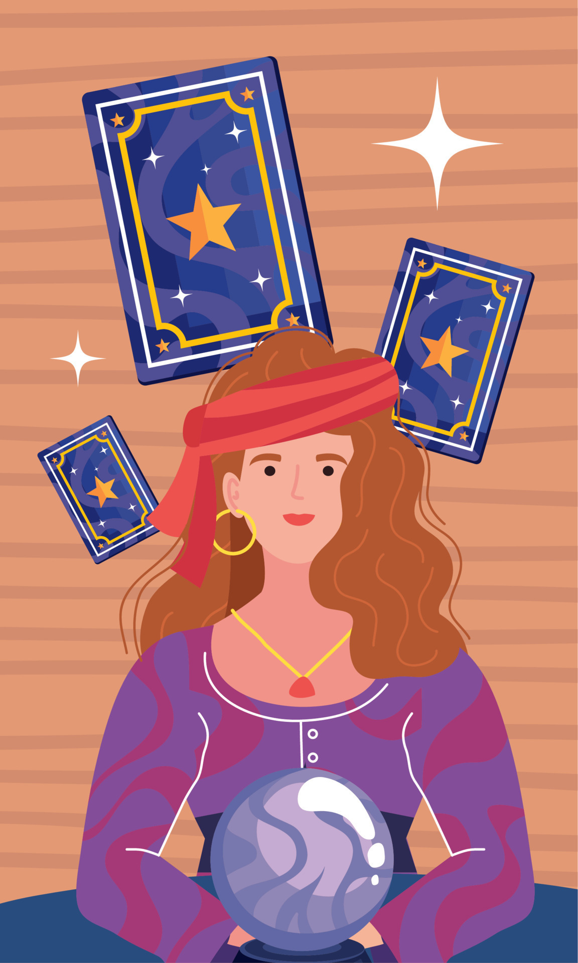 woman fortune teller with crystal ball 10480470 Vector Art at Vecteezy
