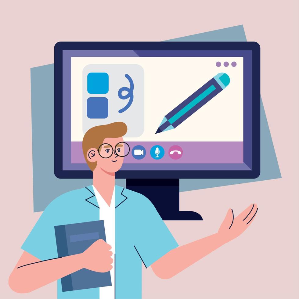 male designer using desktop vector
