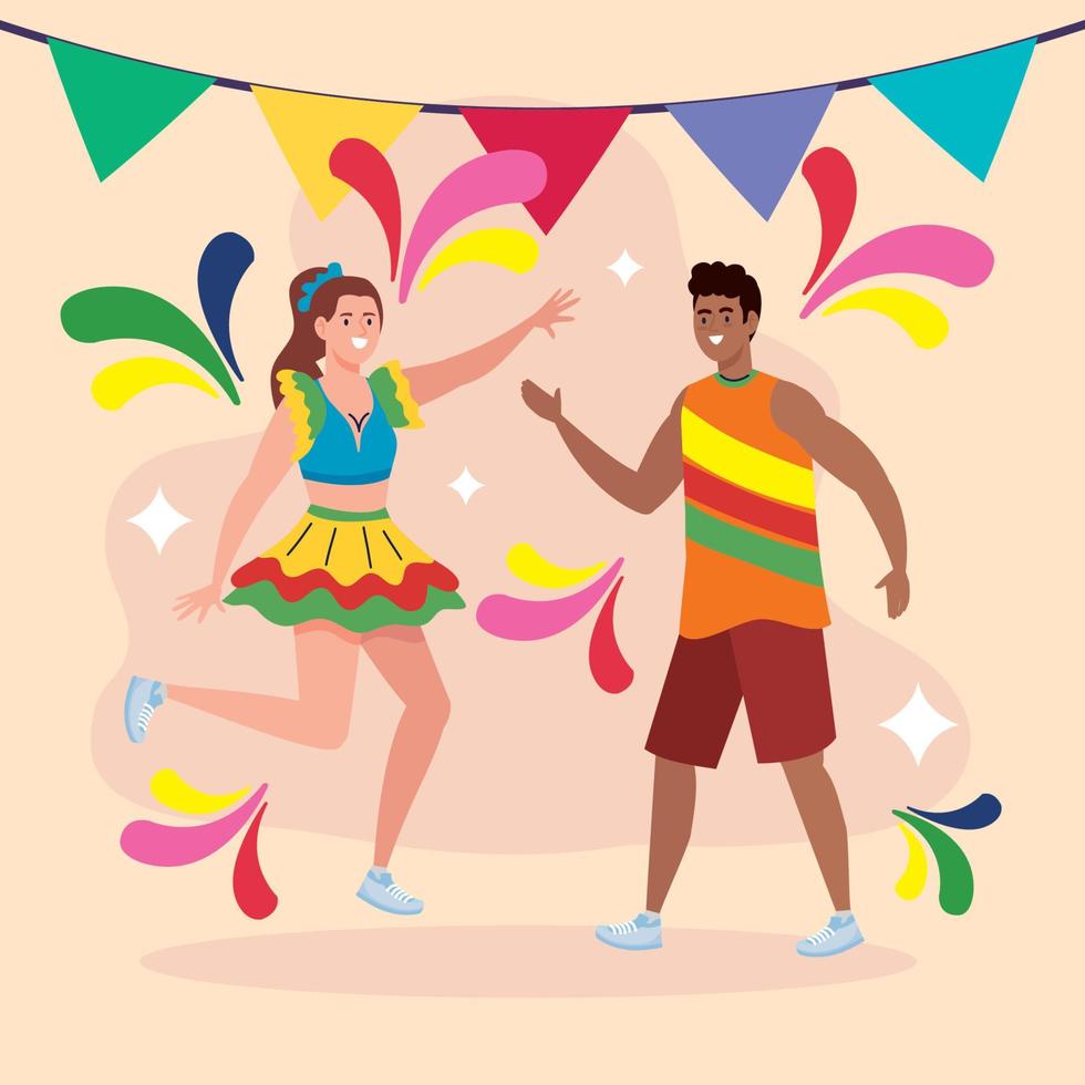 dancers couple celebrating vector