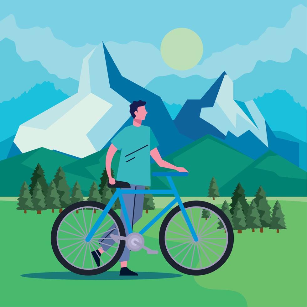 man with bike vector