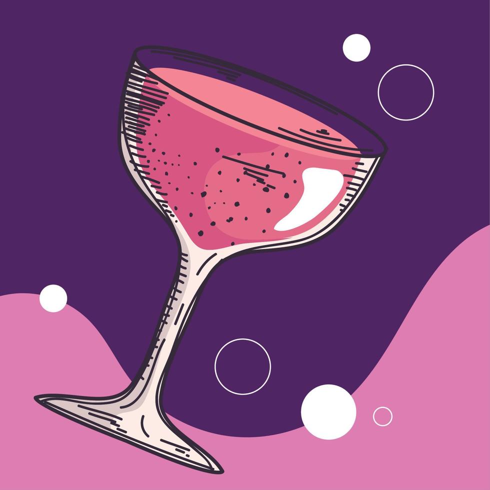 pink cocktail drink vector