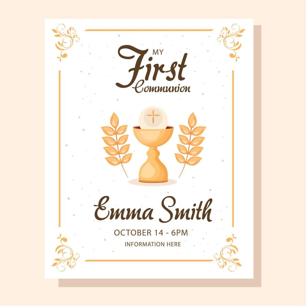 first communion invitation vector