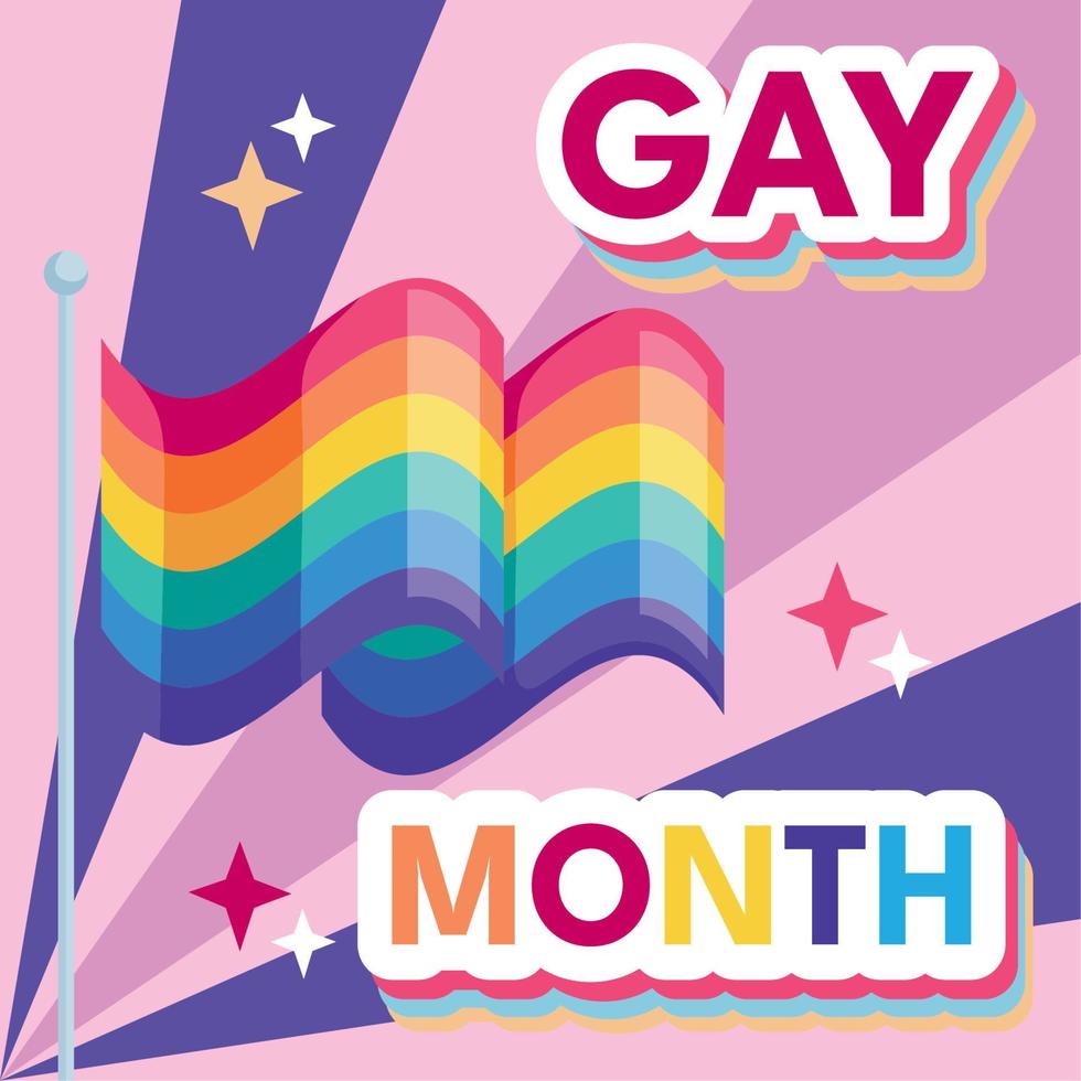 gay month lettering with persons vector
