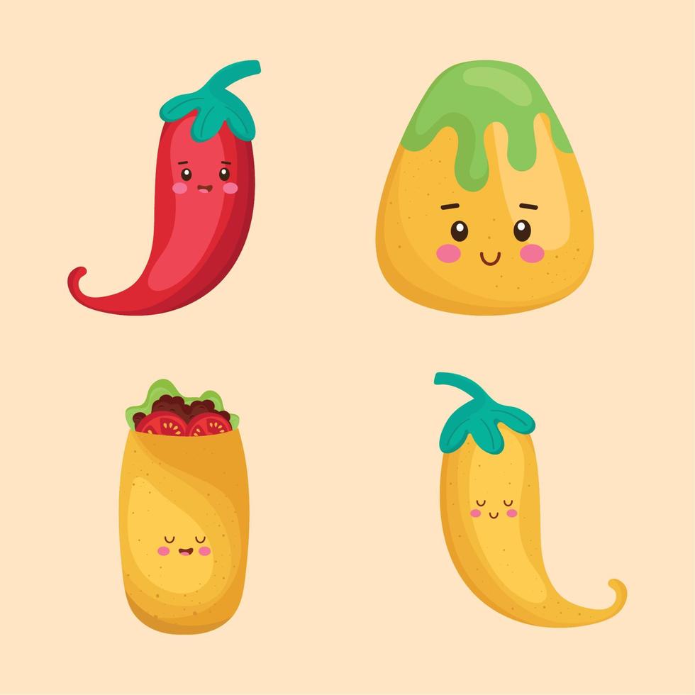 four cinco de mayo characters vector