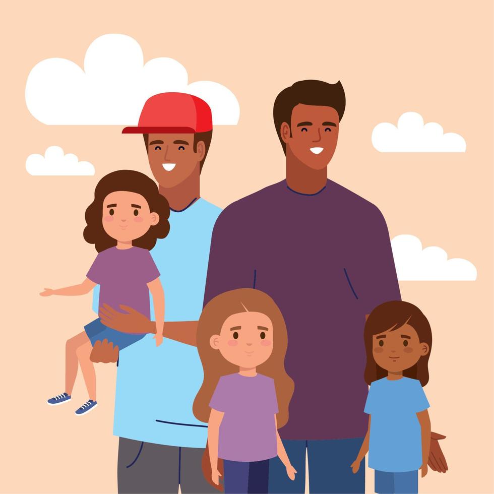 fathers and kids group vector