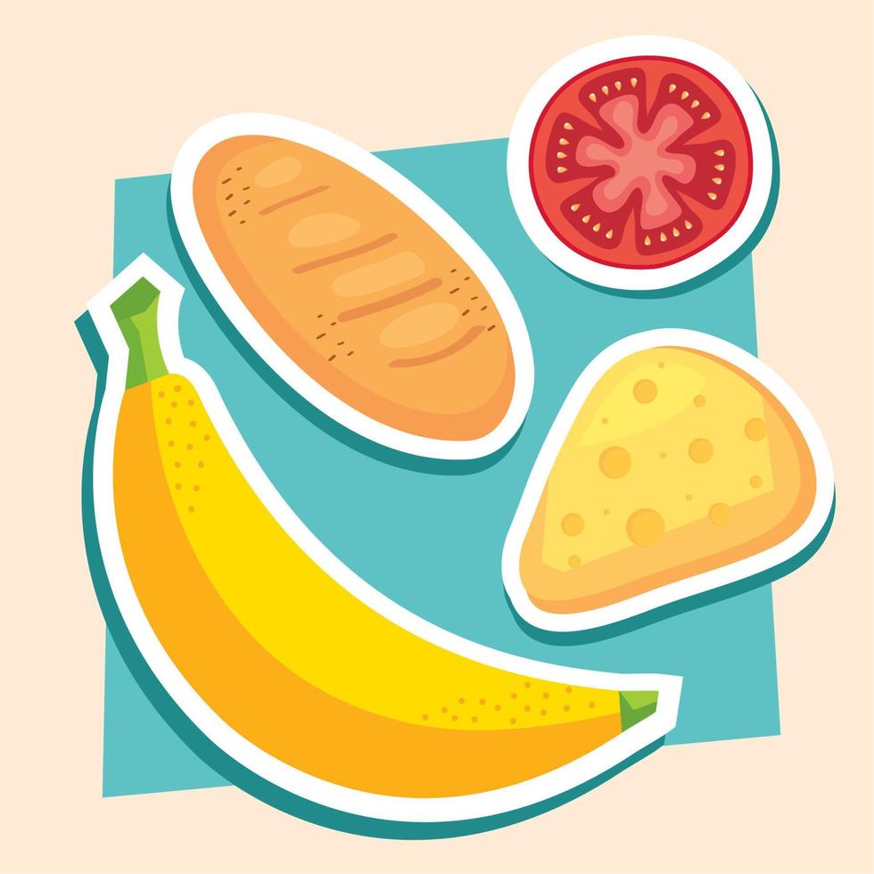 banana with bread and cheese vector