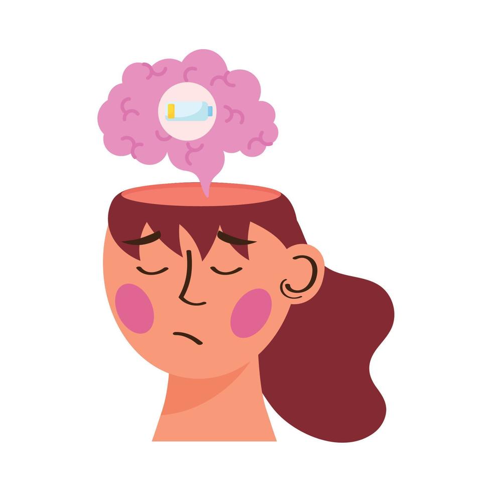 woman with low battery brain vector