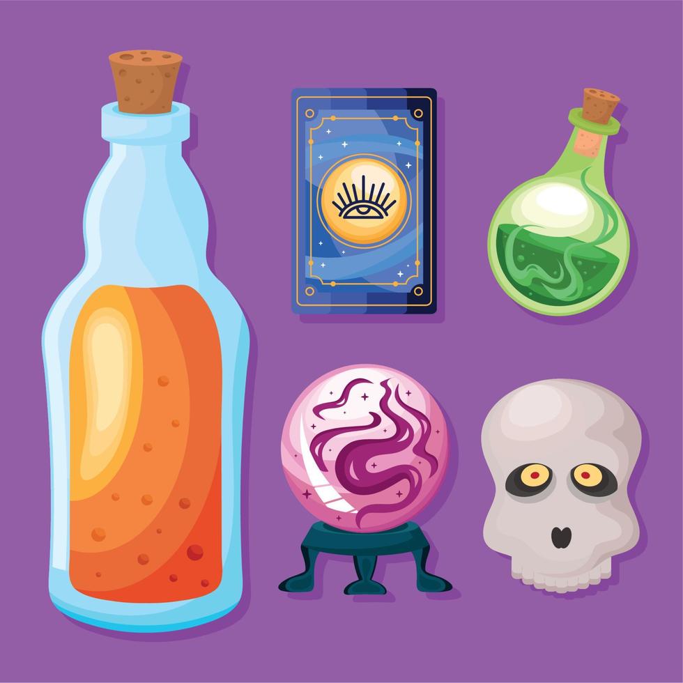 five occult esoteric icons vector