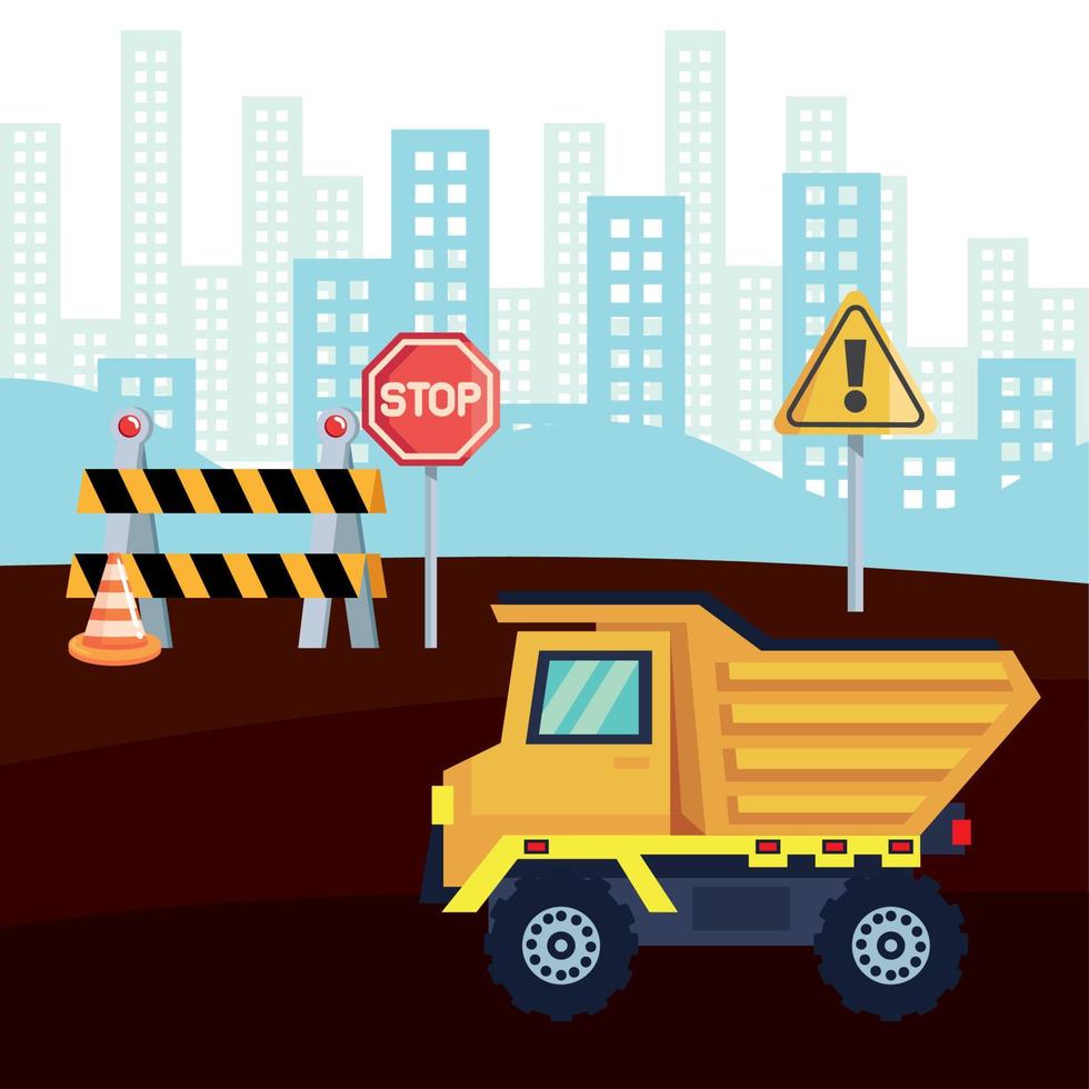 construction stop signal and fence vector