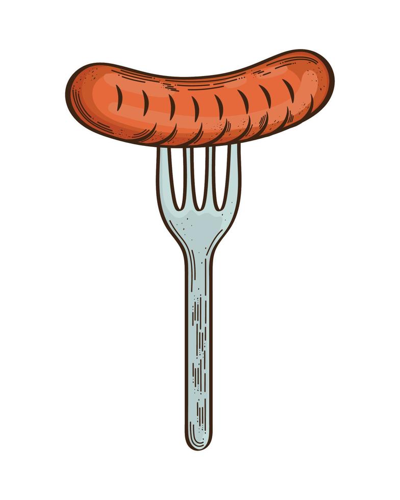 sausage in fork 10480598 Vector Art at Vecteezy