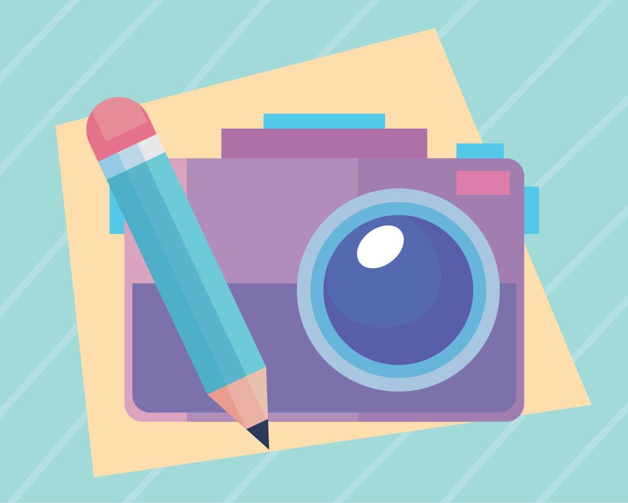 camera photography with pencil vector