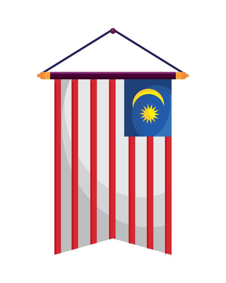 bandera de malasia colgando vector