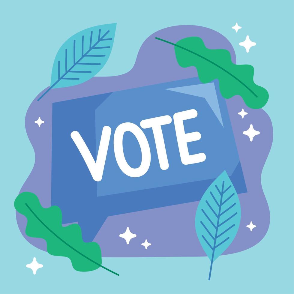 vote in speech bubble and leafs vector