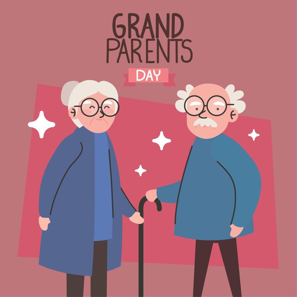 grandparents day lettering with couple vector