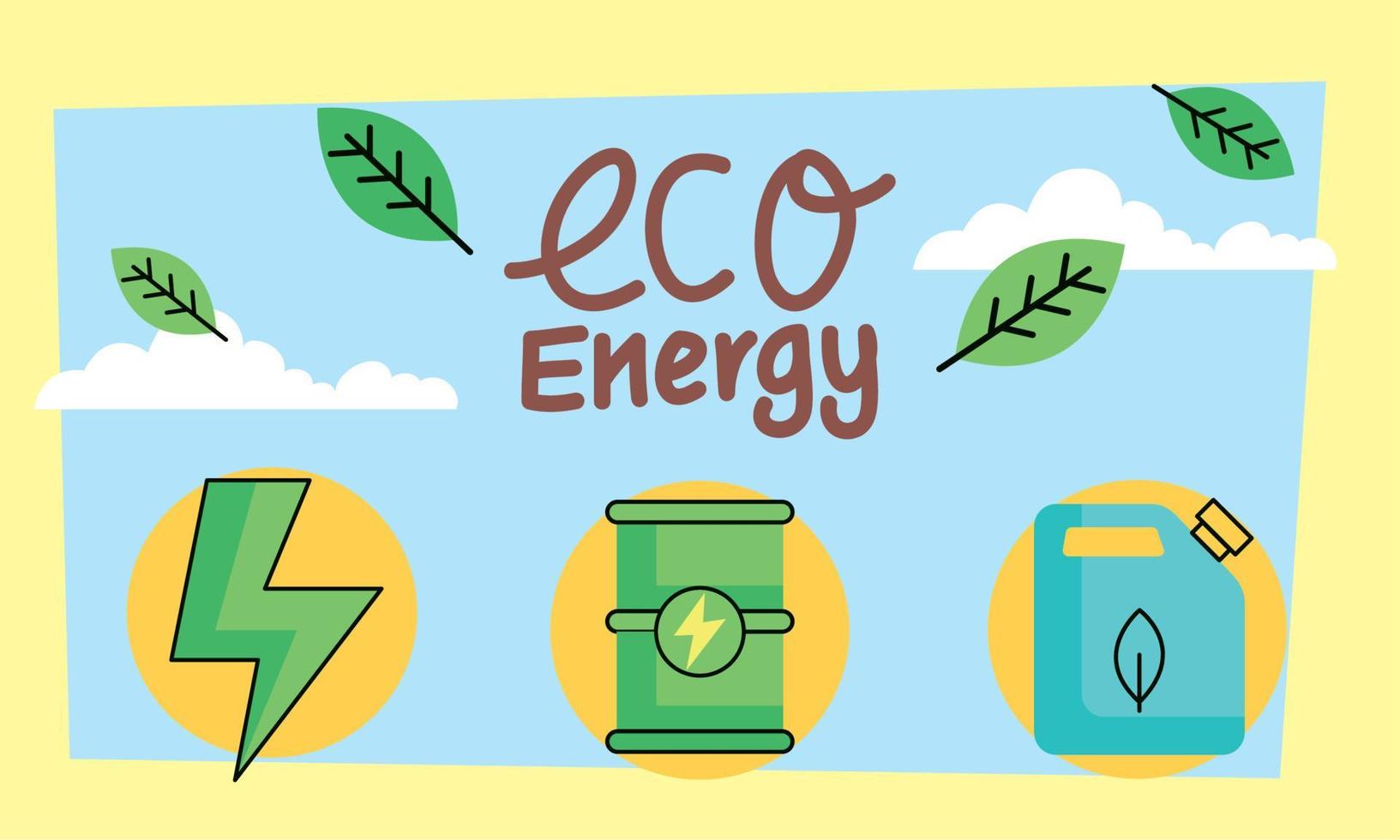 letras y hojas de energía ecológica vector