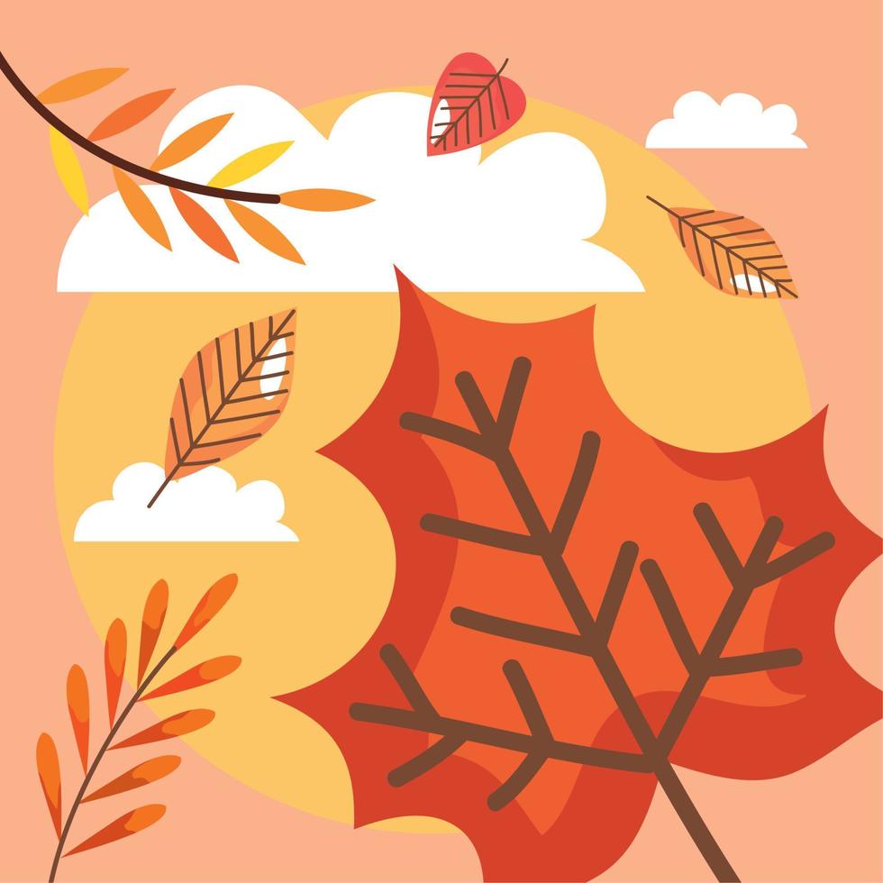 temporada de otoño nubes y hojas vector
