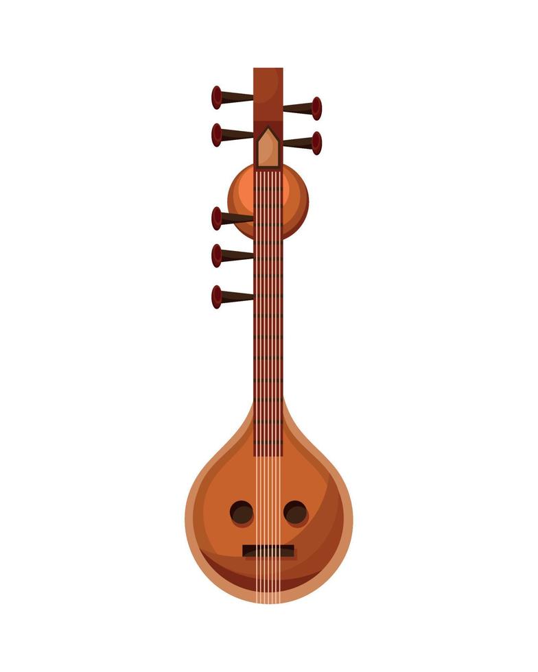 instrumento musical sitar vector