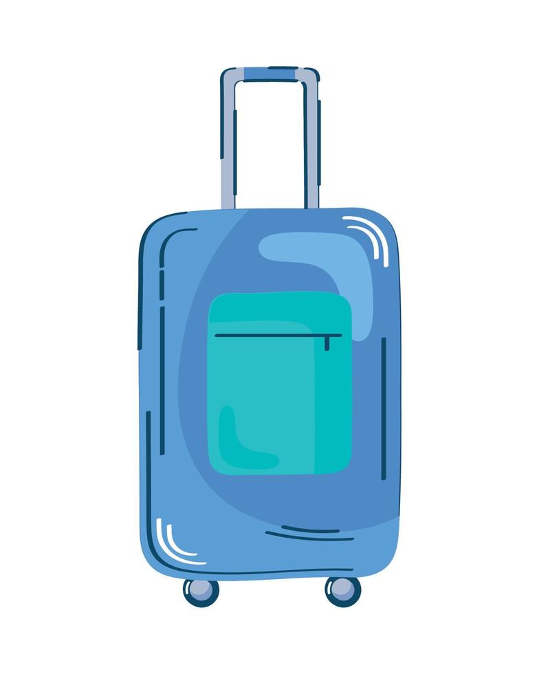 blue suitcase with wheels vector