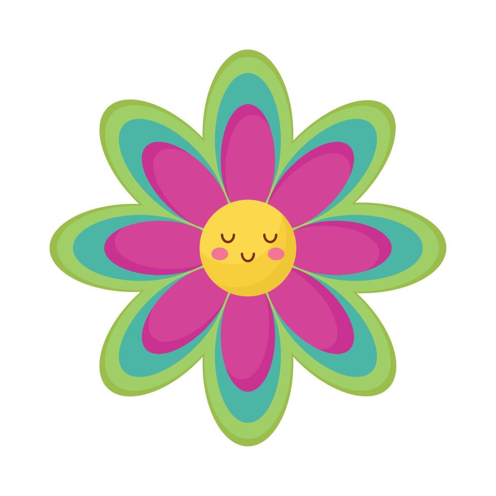 cute flower kawaii character vector