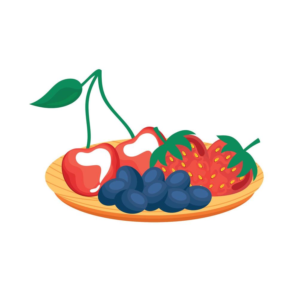 dish with fresh fruits vector