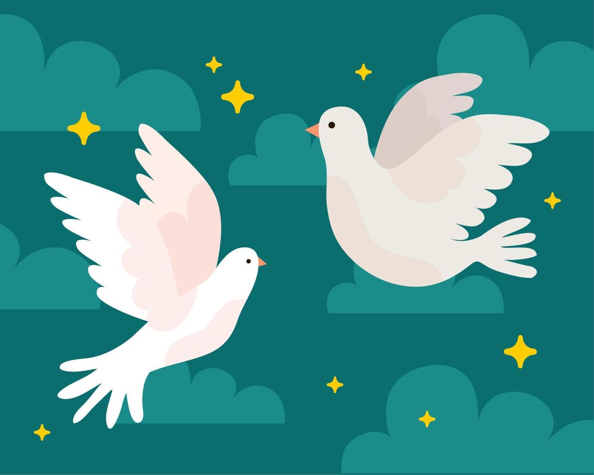 peace doves and stars vector