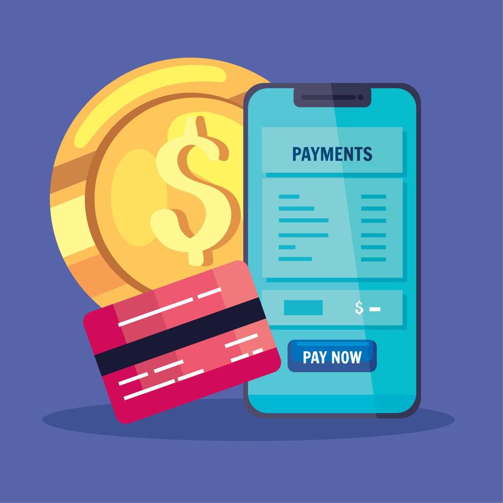 smartphone with debit card vector