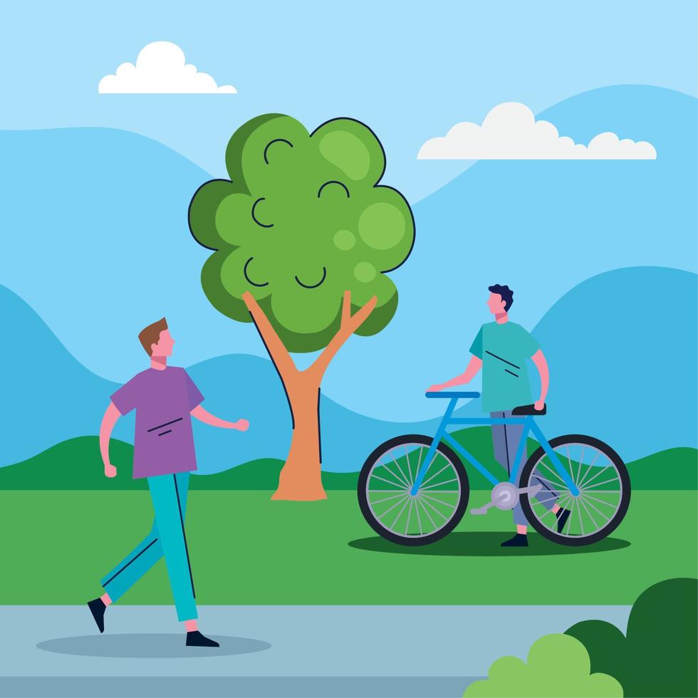tow men in the park vector