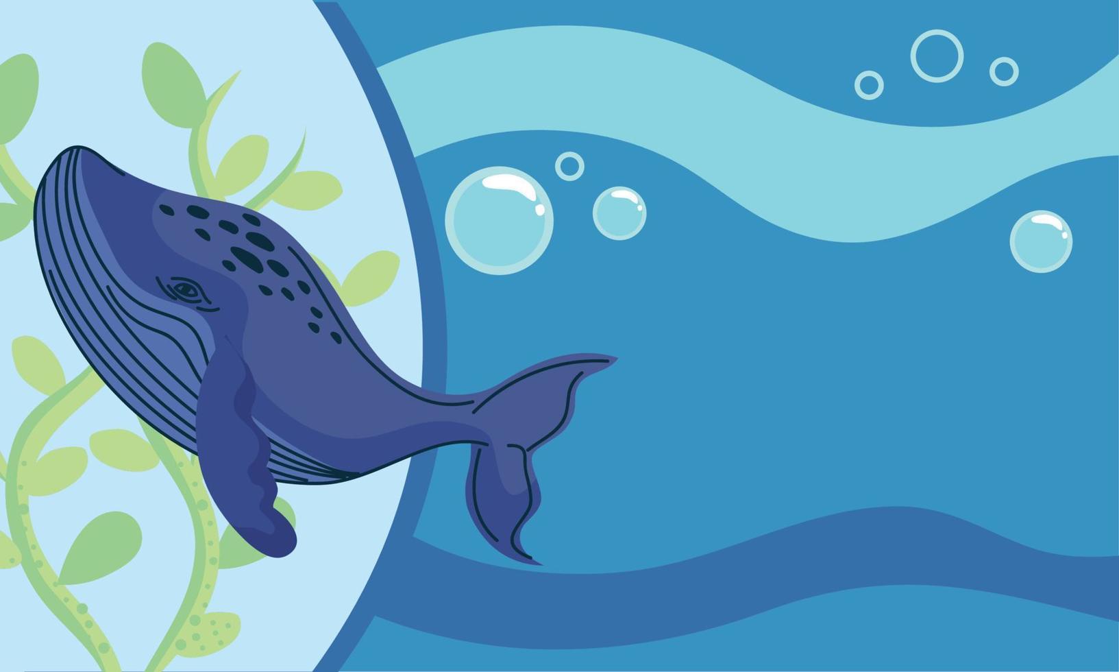 cute whale in the sea vector