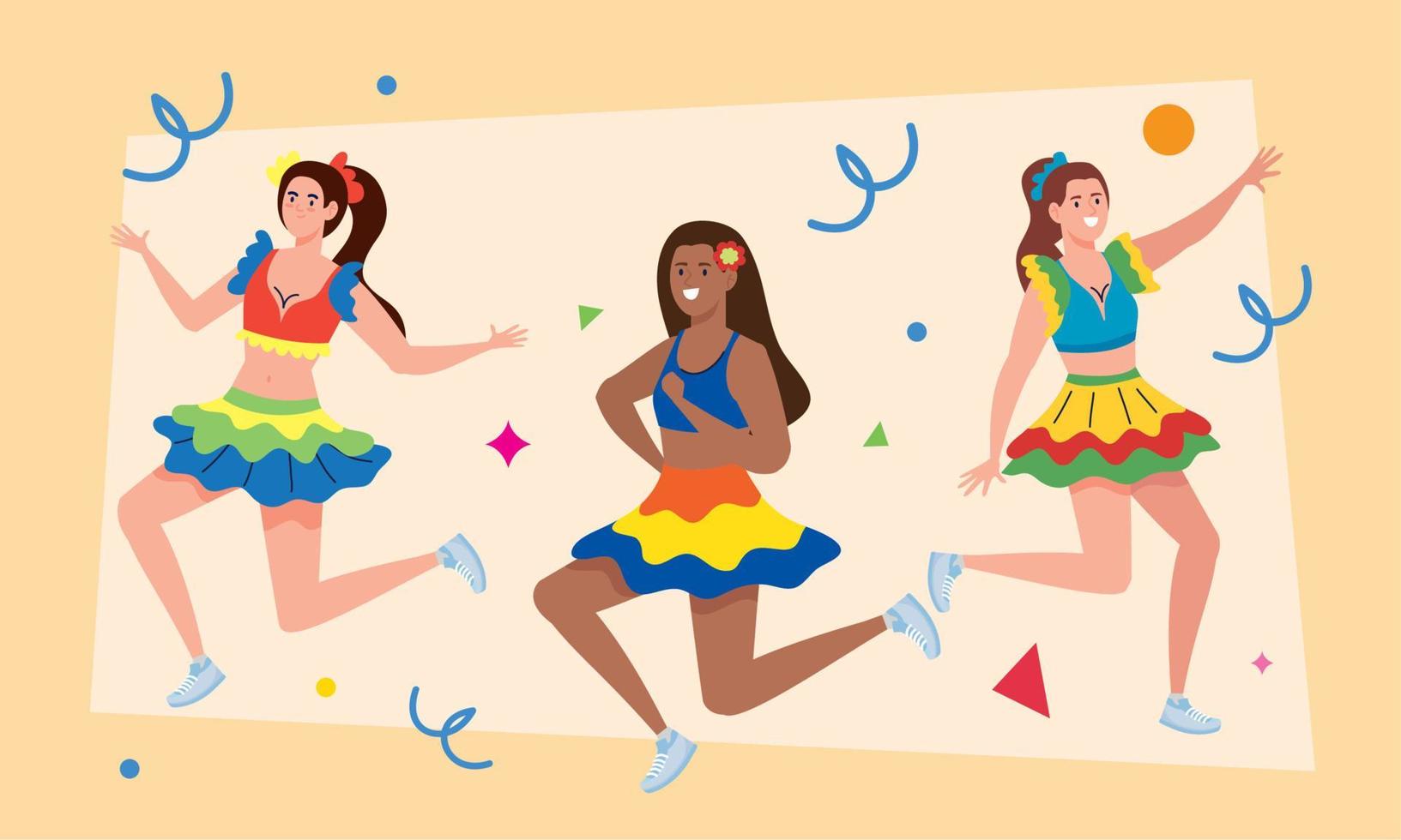 tres bailarines brasileños vector