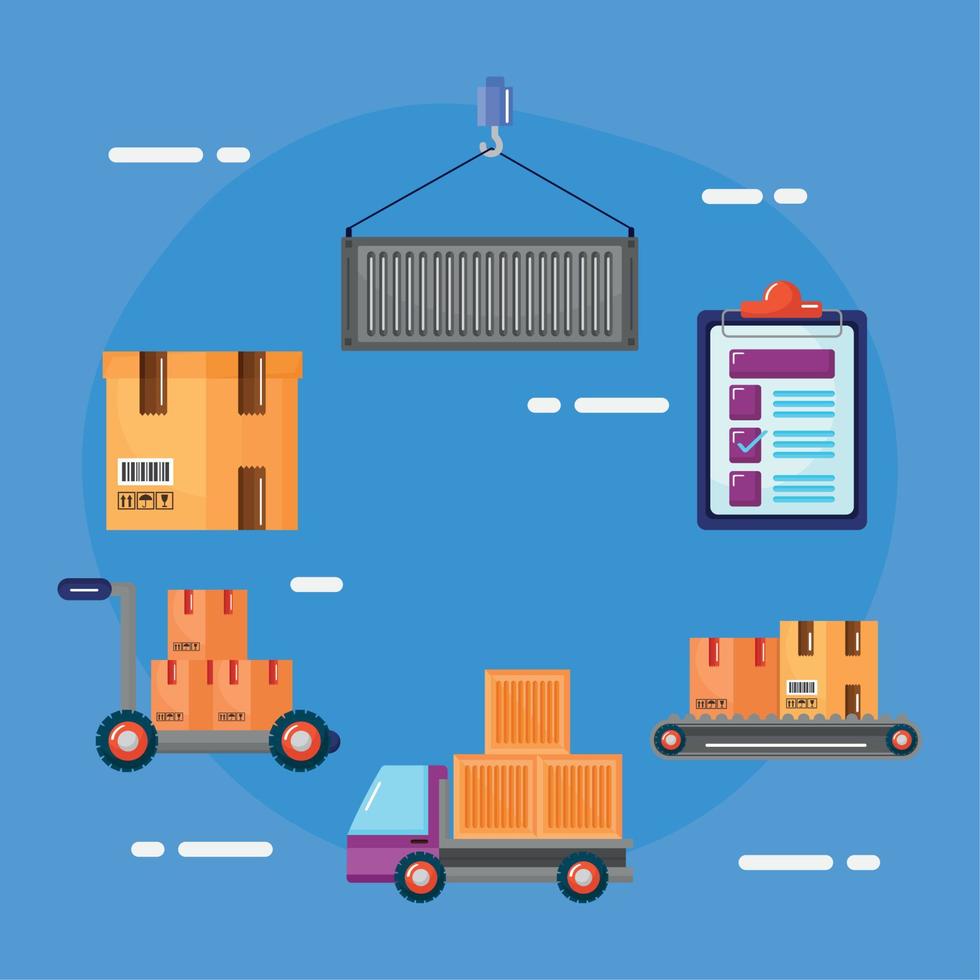 six warehouse service icons vector