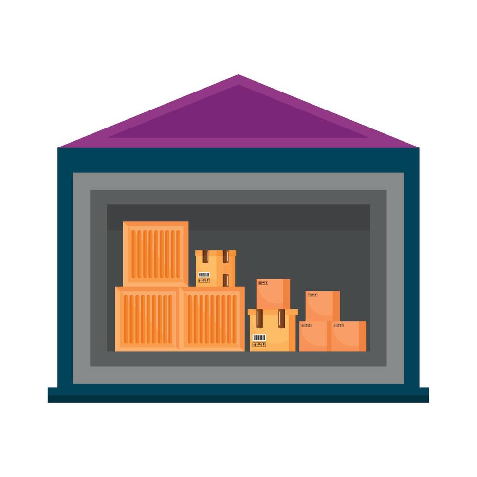 warehouse building with boxes vector