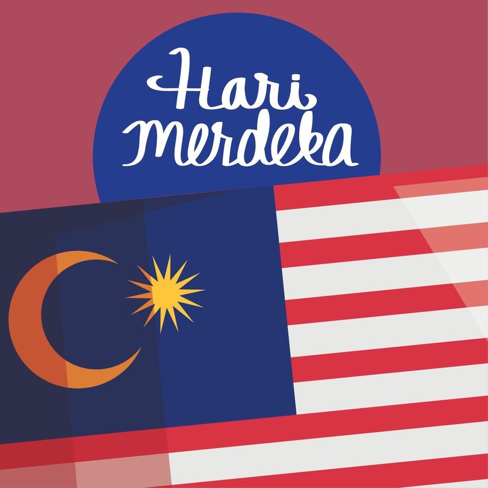 hari merdeka lettering card vector