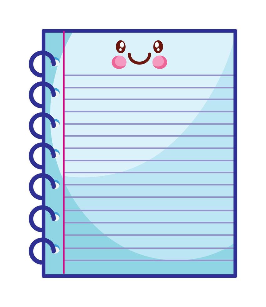 cuaderno útiles escolares kawaii vector