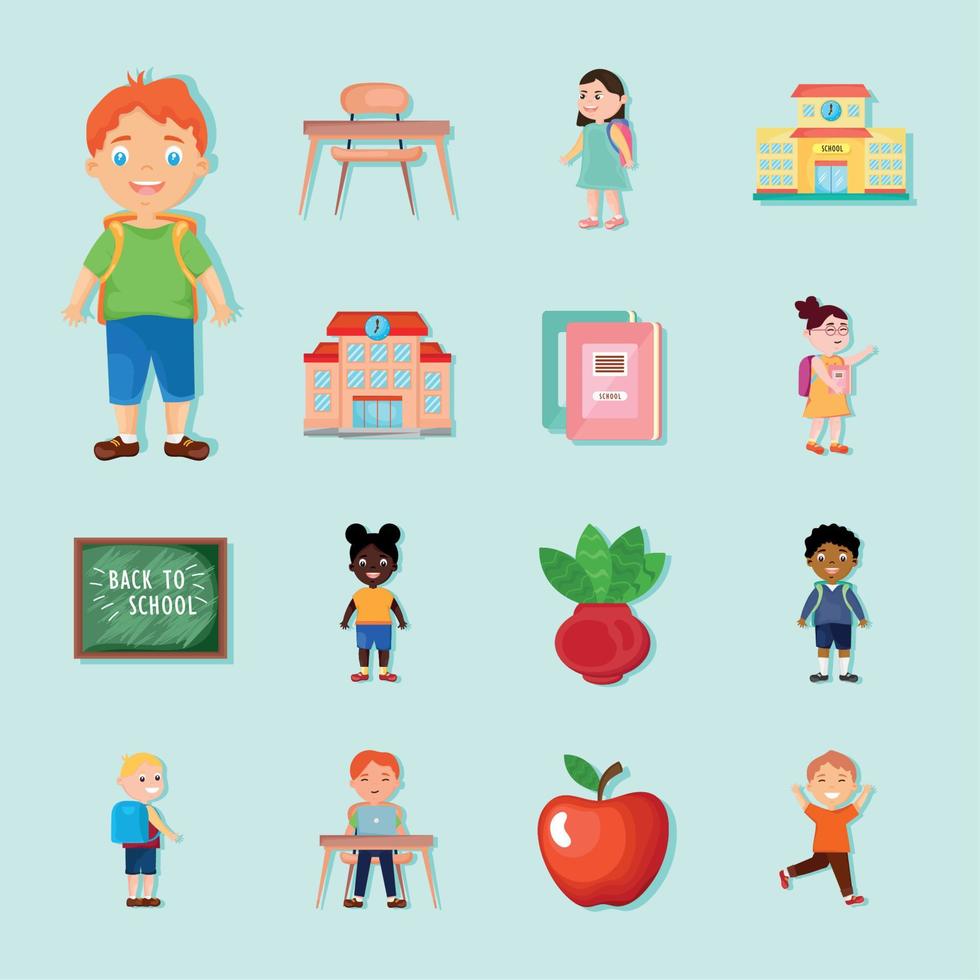 fifteen back to school icons vector