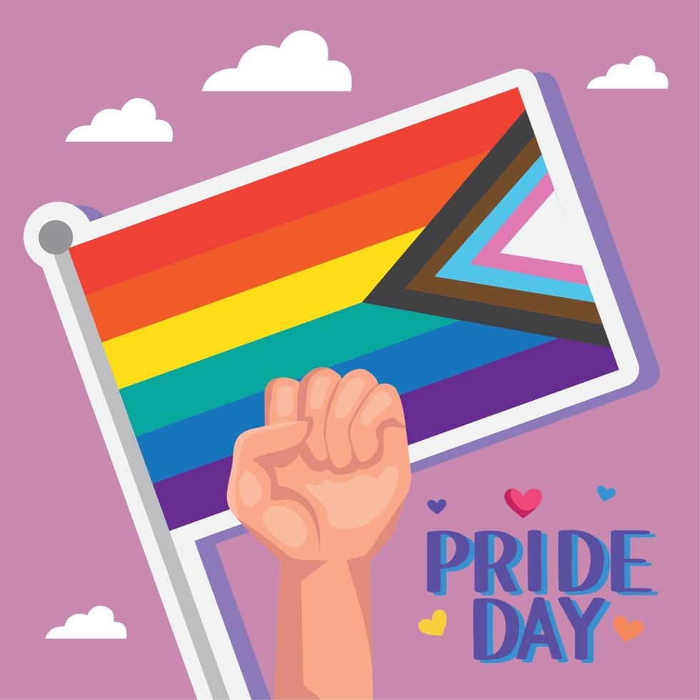pride day lettering with flag vector