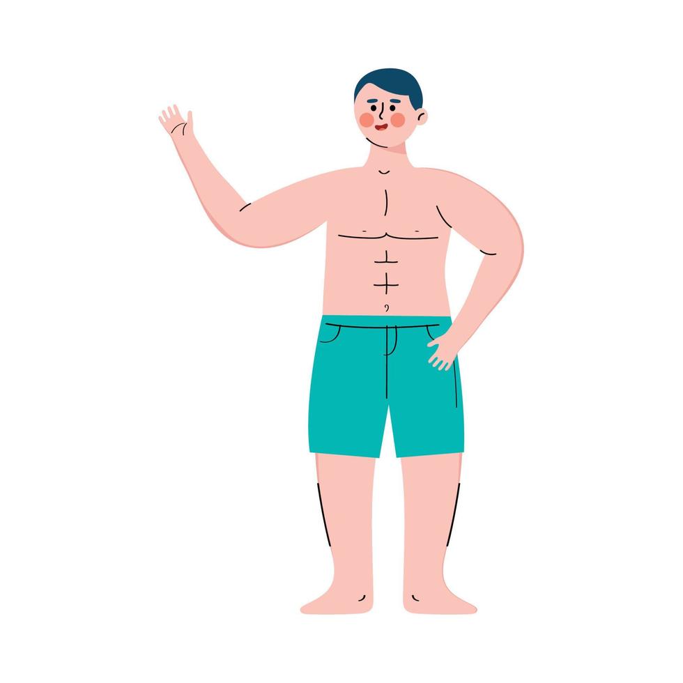 man saludating wearing swimsuit vector