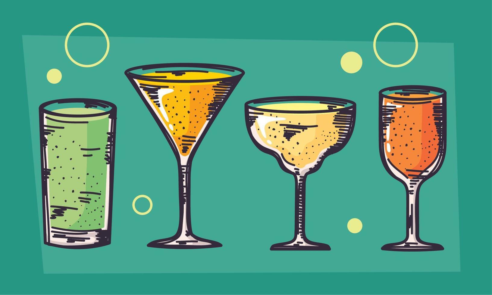 four drinks beverages icons vector