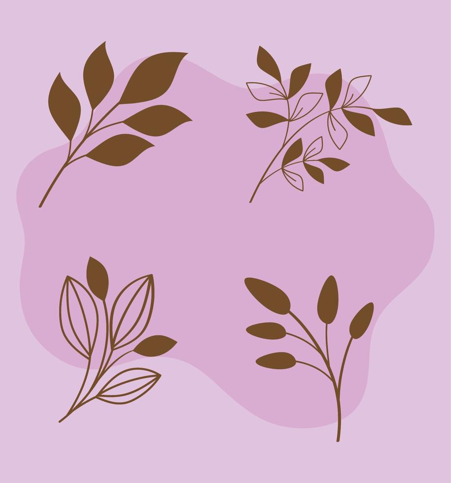 cuatro iconos de decoraciones florales vector