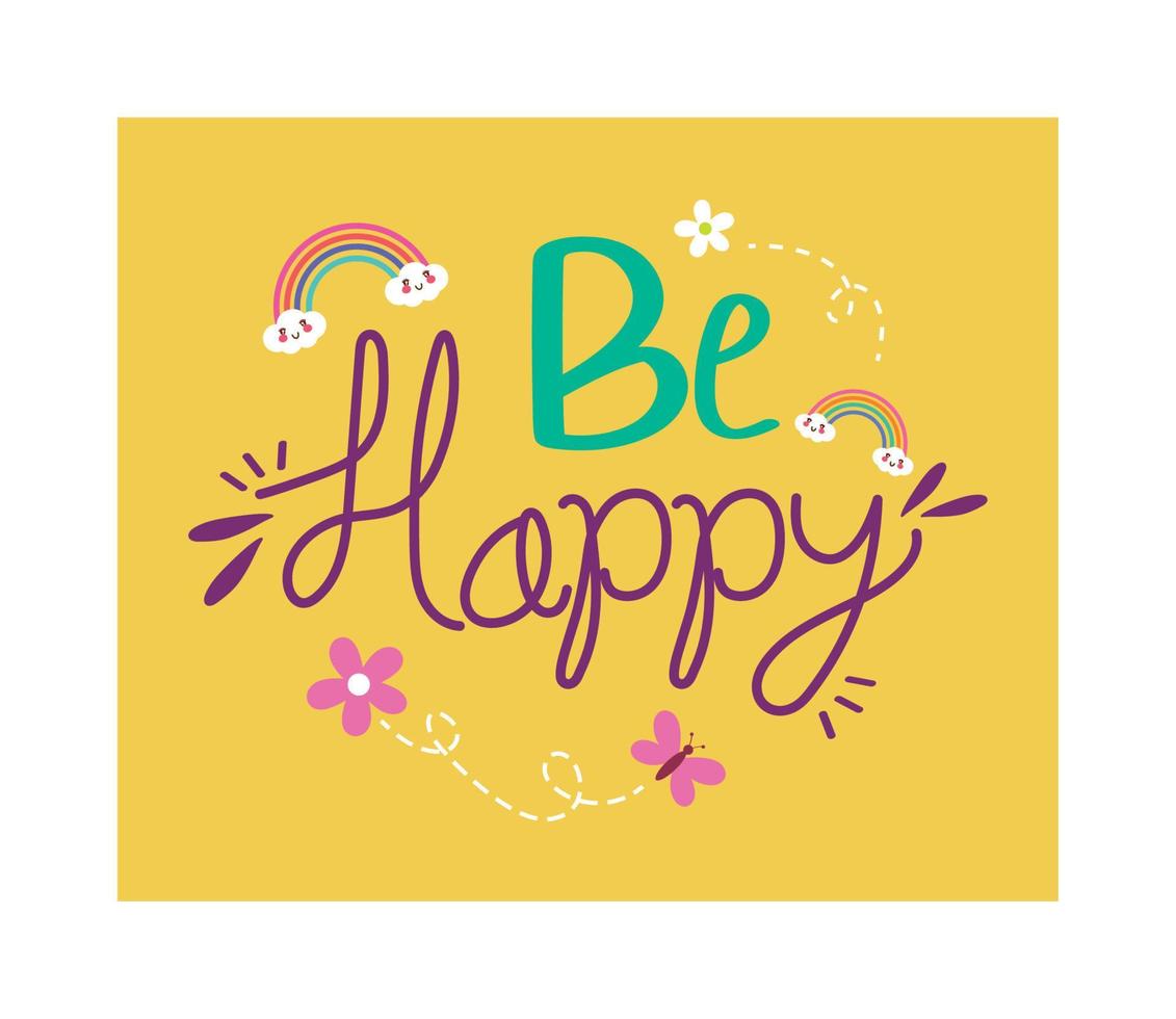 be happy lettering vector