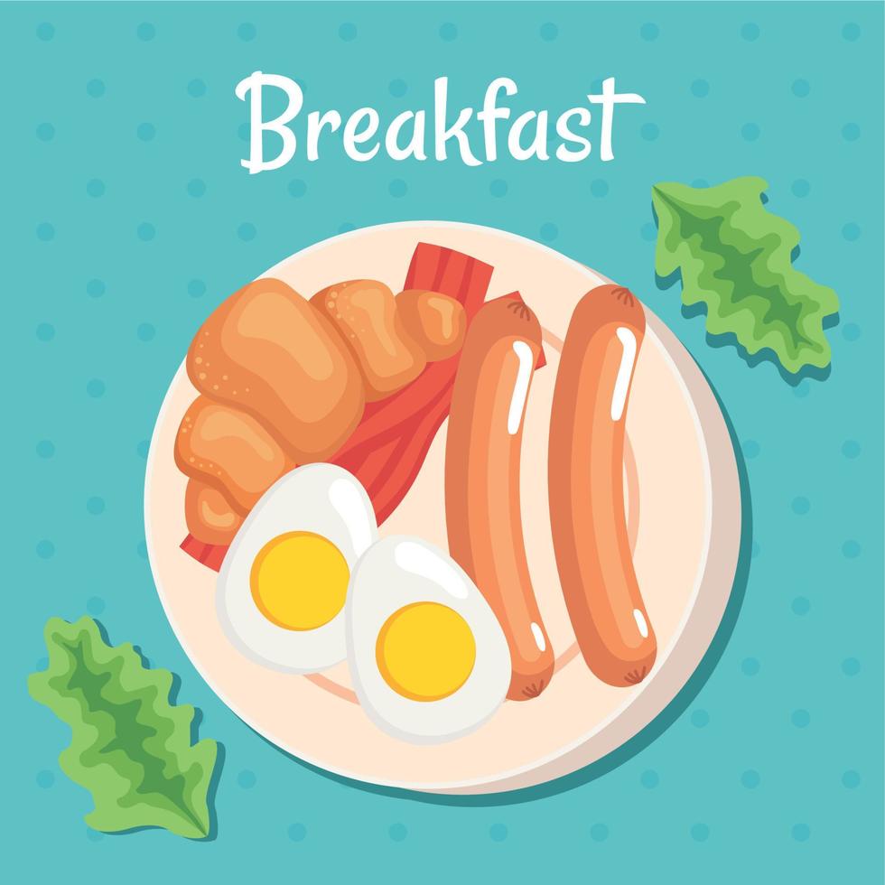 breakfast lettering with sausages vector