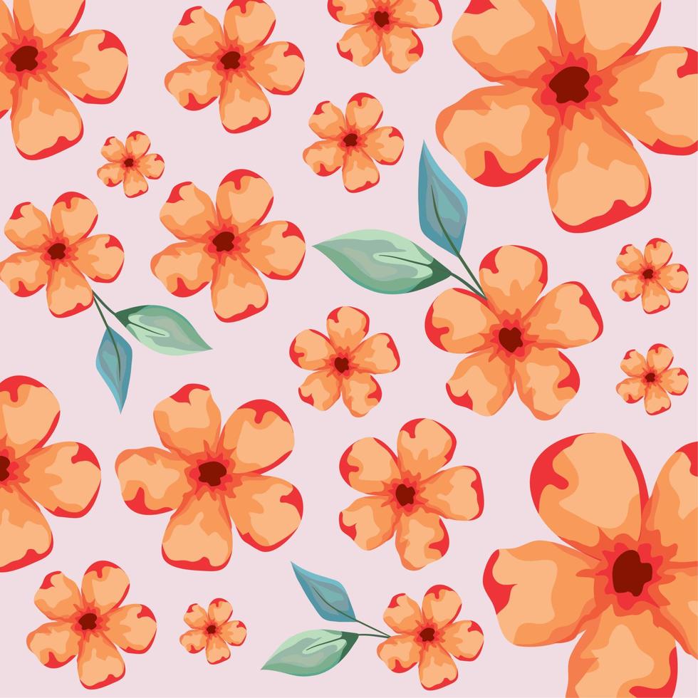 orange flowers spring pattern vector