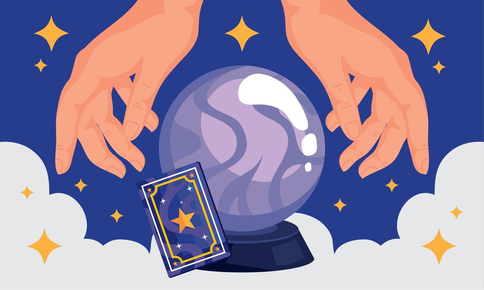crystal ball with hands vector